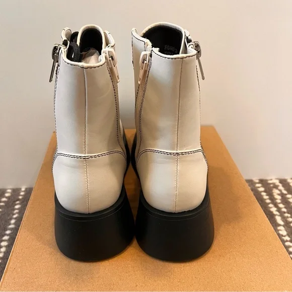 Steve Madden Girls 2 Combat Boots Shoes Figaro Bone Zipup Platform Laceup NIB - Picture 2 of 6